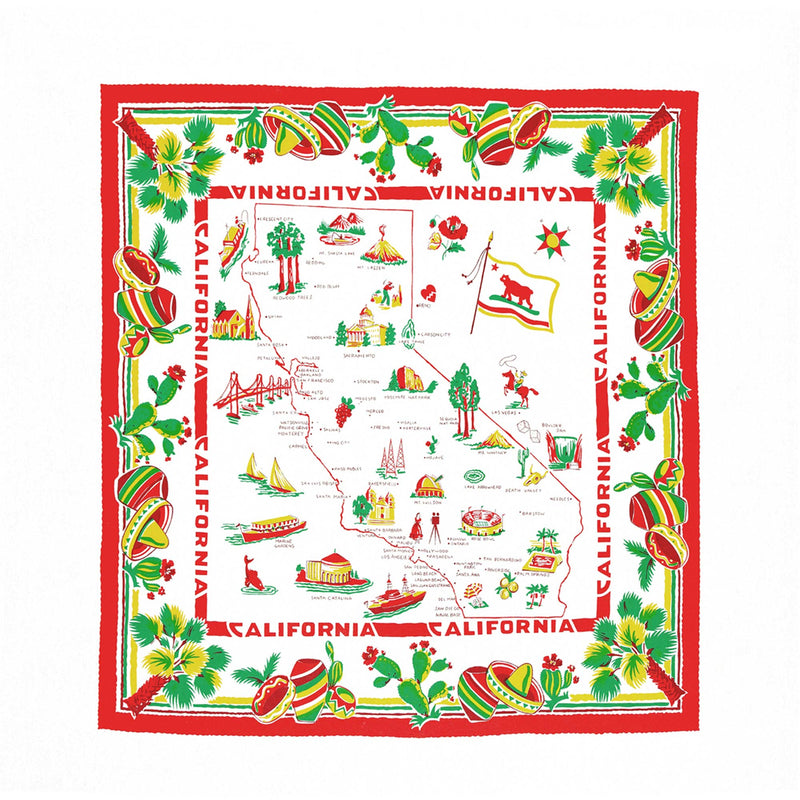 (45165) Decorative Towel California Flour Sack Towel, 22.00 Inch, State Map 100% Cotton Caf01