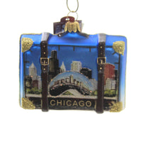 (45188) Holiday Ornaments Chicago Suitcase, 2.75 Inch, Travel Vacation A035134c