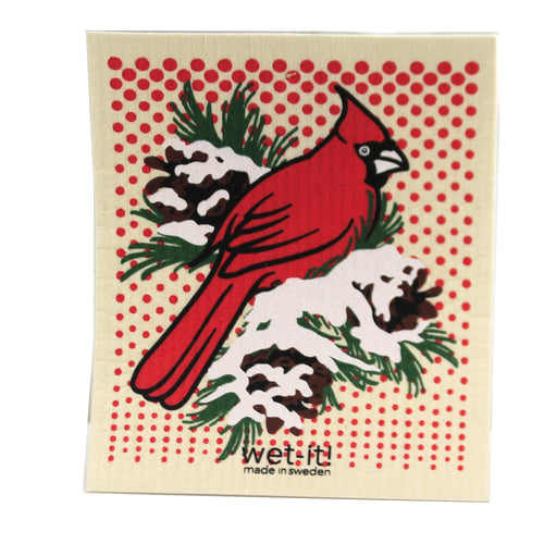 Swedish Dish Cloth Winter Cardinal Set - - SBKGifts.com