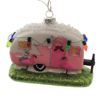 (45434) Holiday Ornament Flamingo Camper, 3.00 Inch, Travel Trailer Rv Go2735