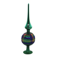 (45510) Inge Glas Forest Green Plaid Finial, 10.00 Inch, Tree Topper Free Standing 21173T023