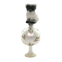 (45513) Inge Glas Bulldog Finial, 8.50 Inch, Tree Topper Free Standing 10127S020