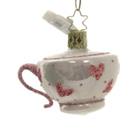 (45589) Inge Glas Crazy Teacup, 2.00 Inch, Glittered Hearts 10037S020