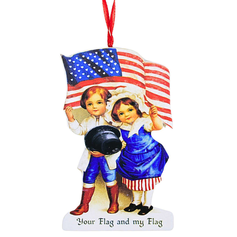 (45715) Bethany Lowe Americana Die Cut Ornaments S/6, 4.50 Inch, Ornament Patriotic Star Stripe Rl6570 Set/6