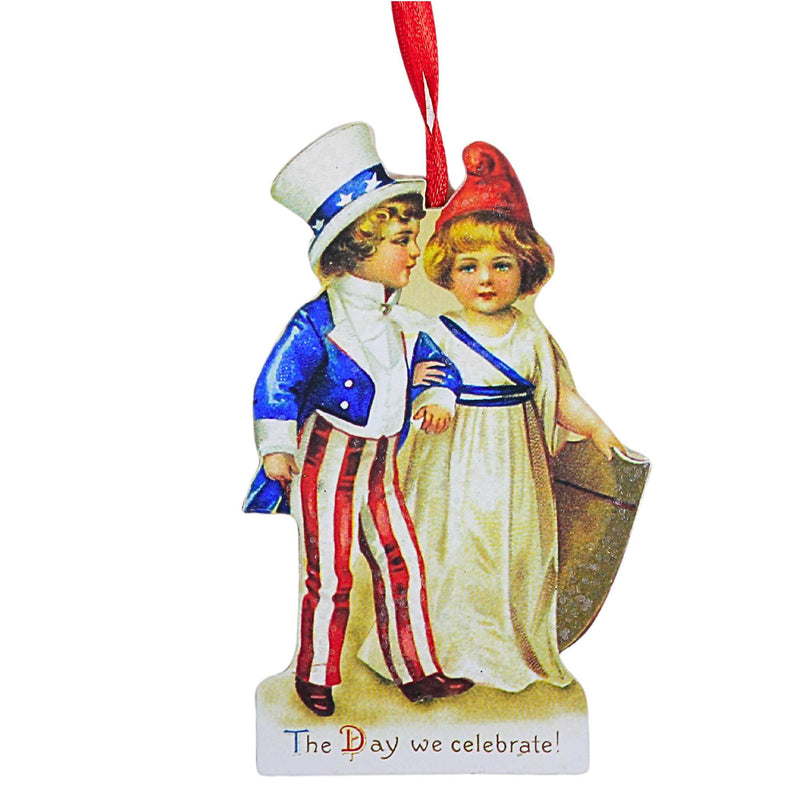 (45715) Bethany Lowe Americana Die Cut Ornaments S/6, 4.50 Inch, Ornament Patriotic Star Stripe Rl6570 Set/6