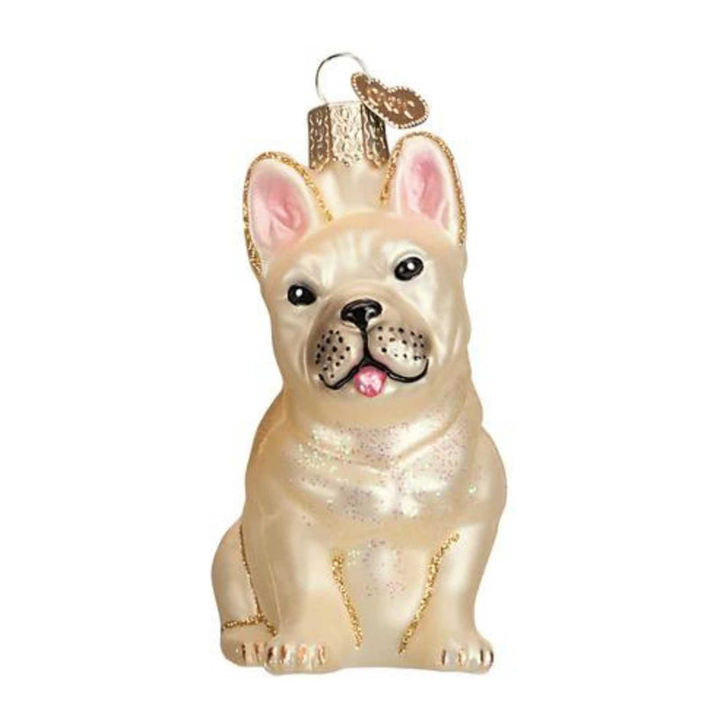 Old World Christmas French Bulldog - One Ornament 3.5 Inch, Glass - Ornament Loyal Puppy 12436 (45758)
