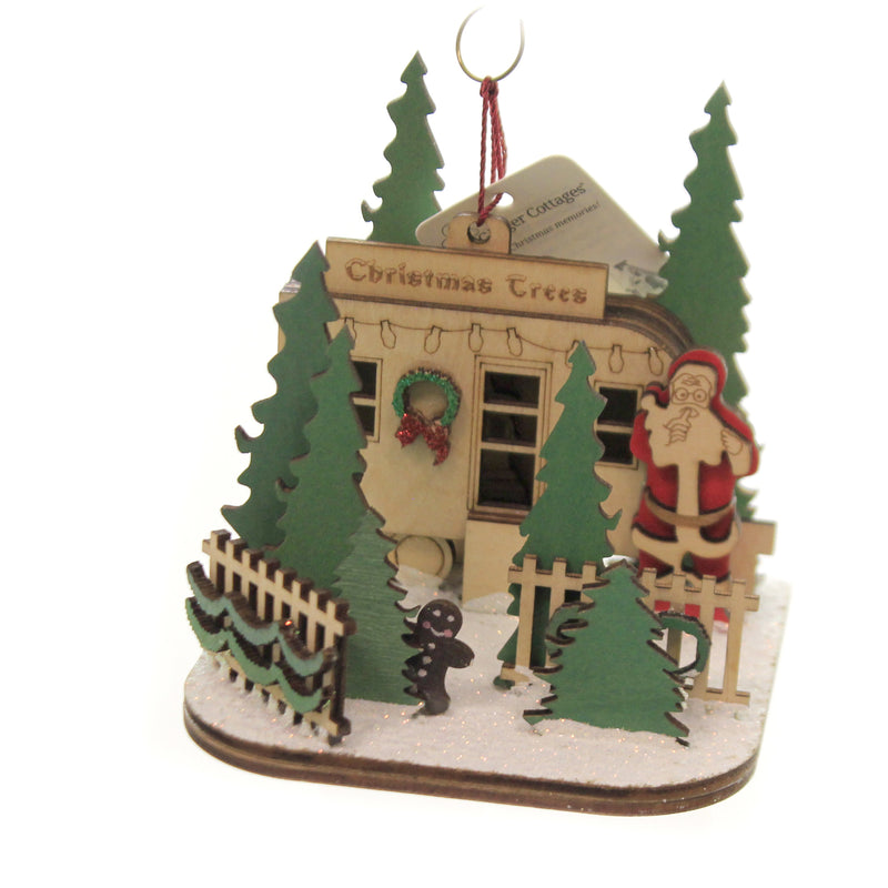 (45795) Ginger Cottages Christmas Tree Lot, 4.00 Inch, Ornament Santa Trailer 80027