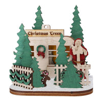 (45795) Ginger Cottages Christmas Tree Lot, 4.00 Inch, Ornament Santa Trailer 80027