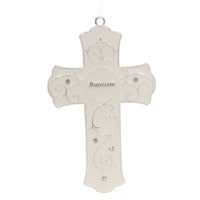 (46006) Religious Baptism Cross, 7.00 Inch, Enameled Stones 19793