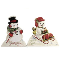 (46138) Christmas Playful Snowmen Dummy Boards, 6.00 Inch, Lowe Set/2  Sled Candy Cane Rl9826