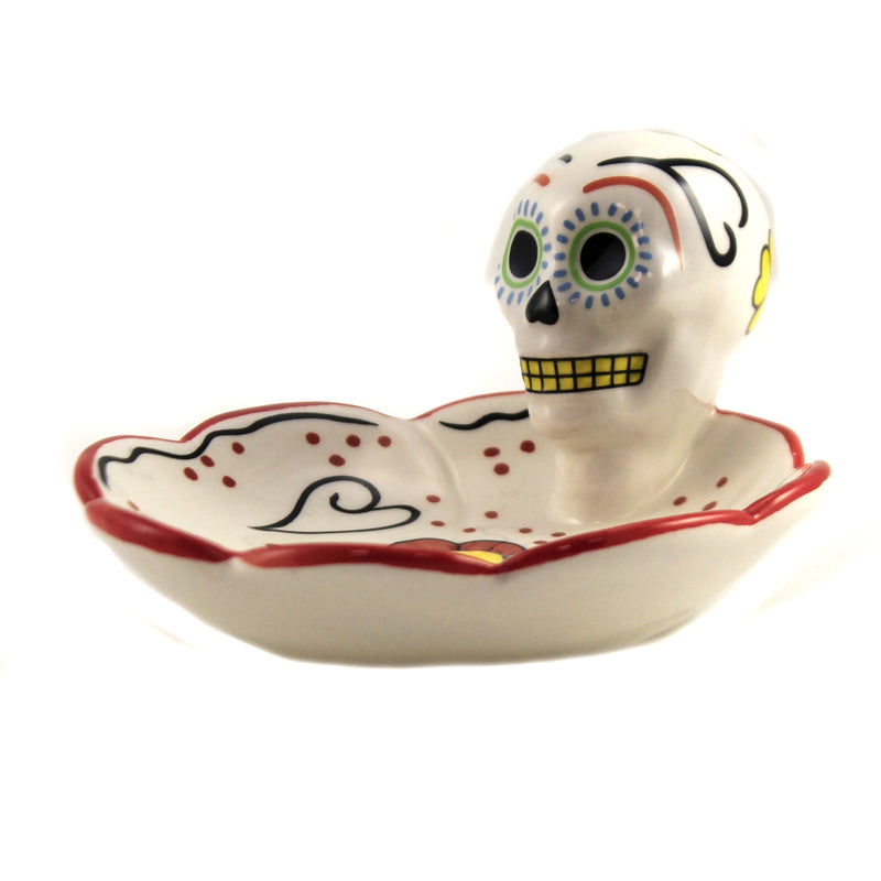 (46418) Tabletop Day Of The Dead Red Dish, 2.25 Inch, Celebration Mexican Holiday 10759