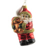 (46495) Golden Bell Collection Red Santa Holding Teddy Bear, 4.50 Inch, Ornament Czech Christmas Gift Sta015