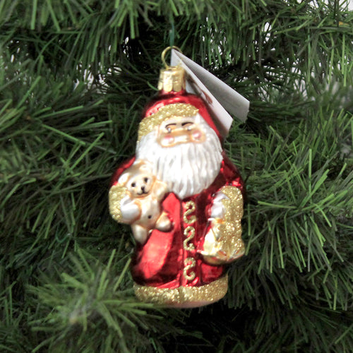 Golden Bell Collection Small Shiny Santa & Bear - - SBKGifts.com