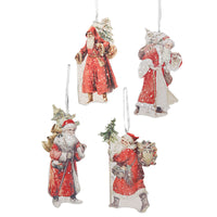 (46592) Christmas Traditional Santa Ornaments S/4, 5.00 Inch, Woodland Dummy Boards Rl9824