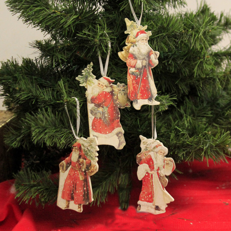 Christmas Traditional Santa Ornaments S/4 - - SBKGifts.com