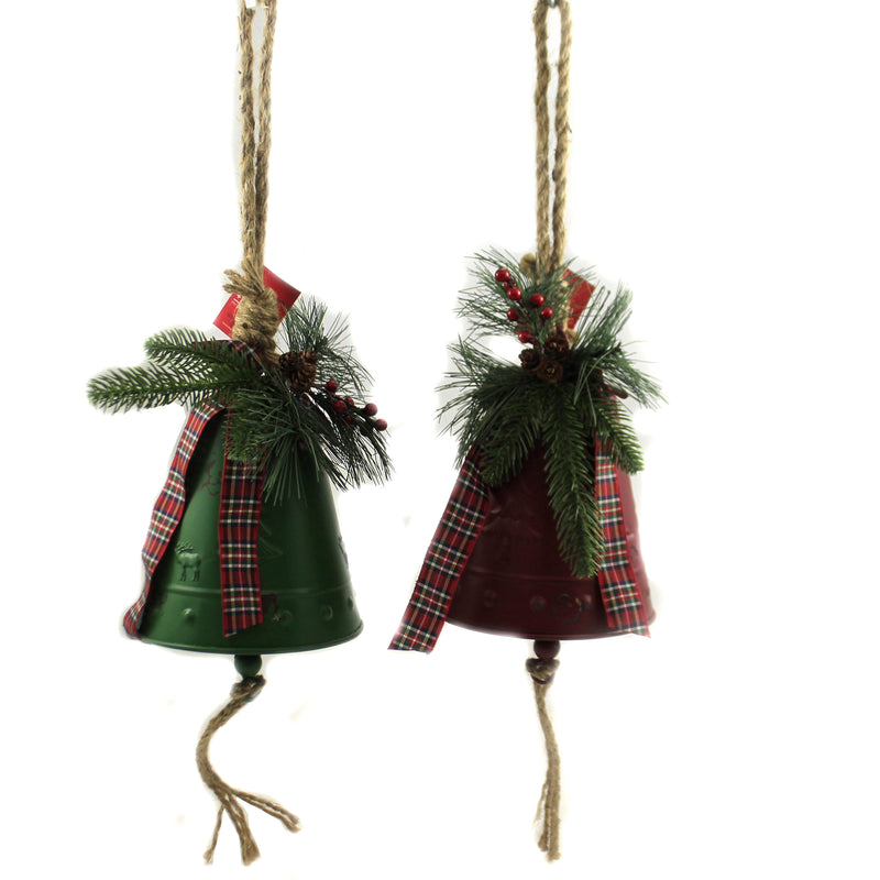 (46810) Christmas Metal Bell Ornaments, 7.50 Inch, Greenery Tree Moose 9739684