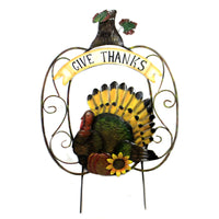 (46915) Home & Garden Turkey In Pumpkin Stake, 41.00 Inch, Thanksgiving Harvest Outdoor 30633809