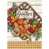 (46997) Home & Garden Gather Basket Flag, 18.00 Inch, Autumn Pumpkins Ribbon 4401Fm