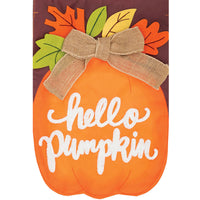 (47030) Home & Garden Hello Pumpkin Applique Flag, 18.00 Inch, Double Sided 4494Fm