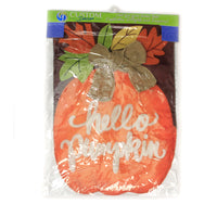 Home & Garden Hello Pumpkin Applique Flag - - SBKGifts.com