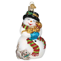 (47150) Old World Christmas Snowman With Playful Pets, 4.50 Inch, Dogs Cats Ornament 24202