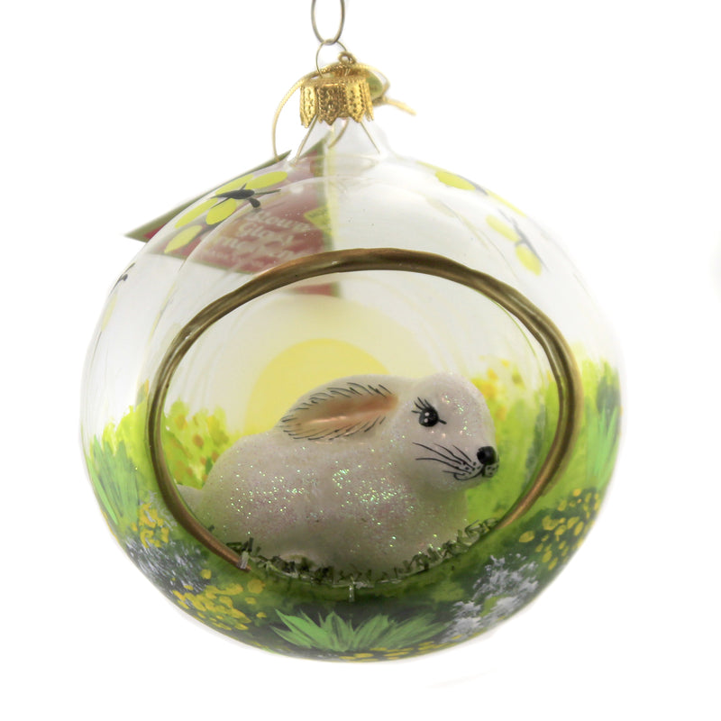 Bunny In Meadow Diorama - 1 Ornament 4.5 Inch, Glass - Ornament Ball Butterfly 17379 (47177)