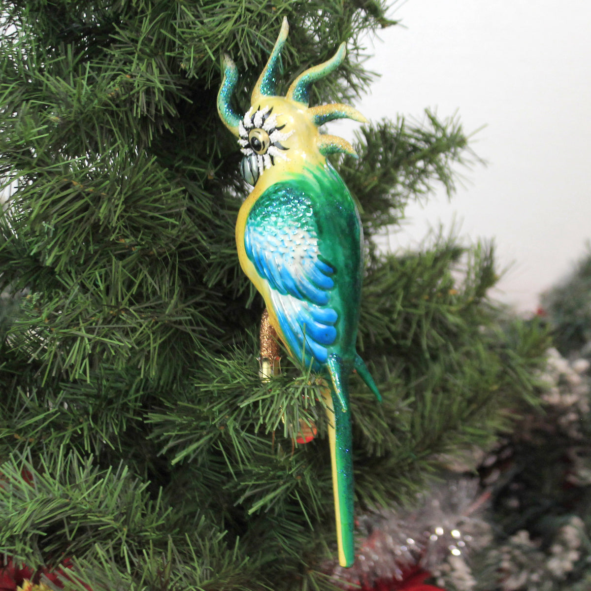 Morawski Turquoise Teal Feathered Parrot - - SBKGifts.com