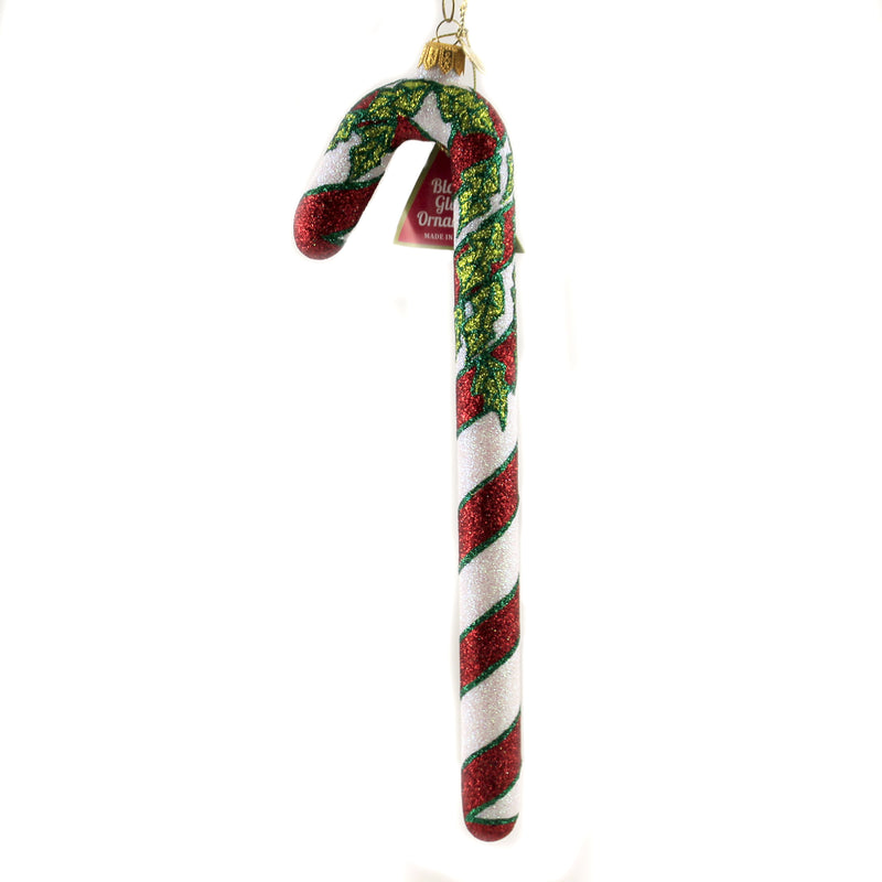 (47318) Morawski 10.25 " Holly Leaf Candy Cane, 10.25 Inch, Ornament Sweet Candies 09763