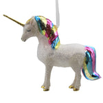 4.00 Inch White Glittered Rainbow Unicorn Ornament Mythical Lgtbq 83980 (47357)