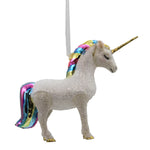 Holiday Ornament White Glittered Rainbow Unicorn - - SBKGifts.com