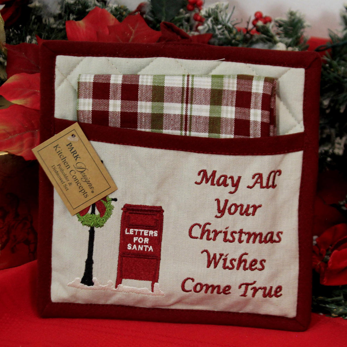 Tabletop Santa Mailbox Pocket Pot Holder - - SBKGifts.com