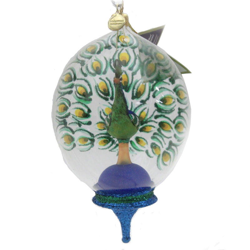 Peacock In A Dome - 1 Glass Ornament 7 Inch, Glass - Ornament Feather Bird 17595 (47731)