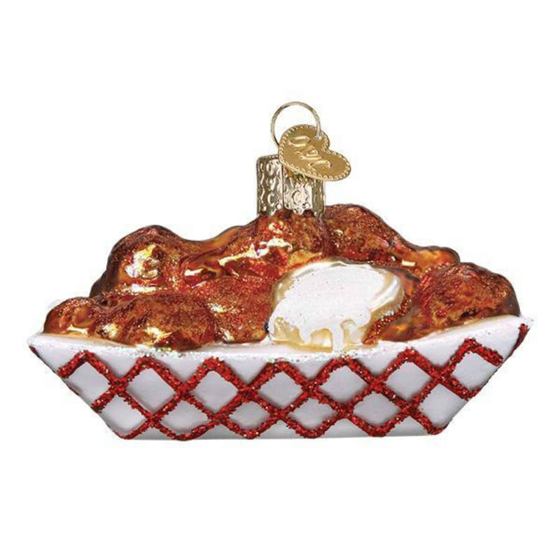 Old World Christmas 2 Inches Hot Wings With Dip Glass Ornament Food Blue Cheese 32237 (47786)