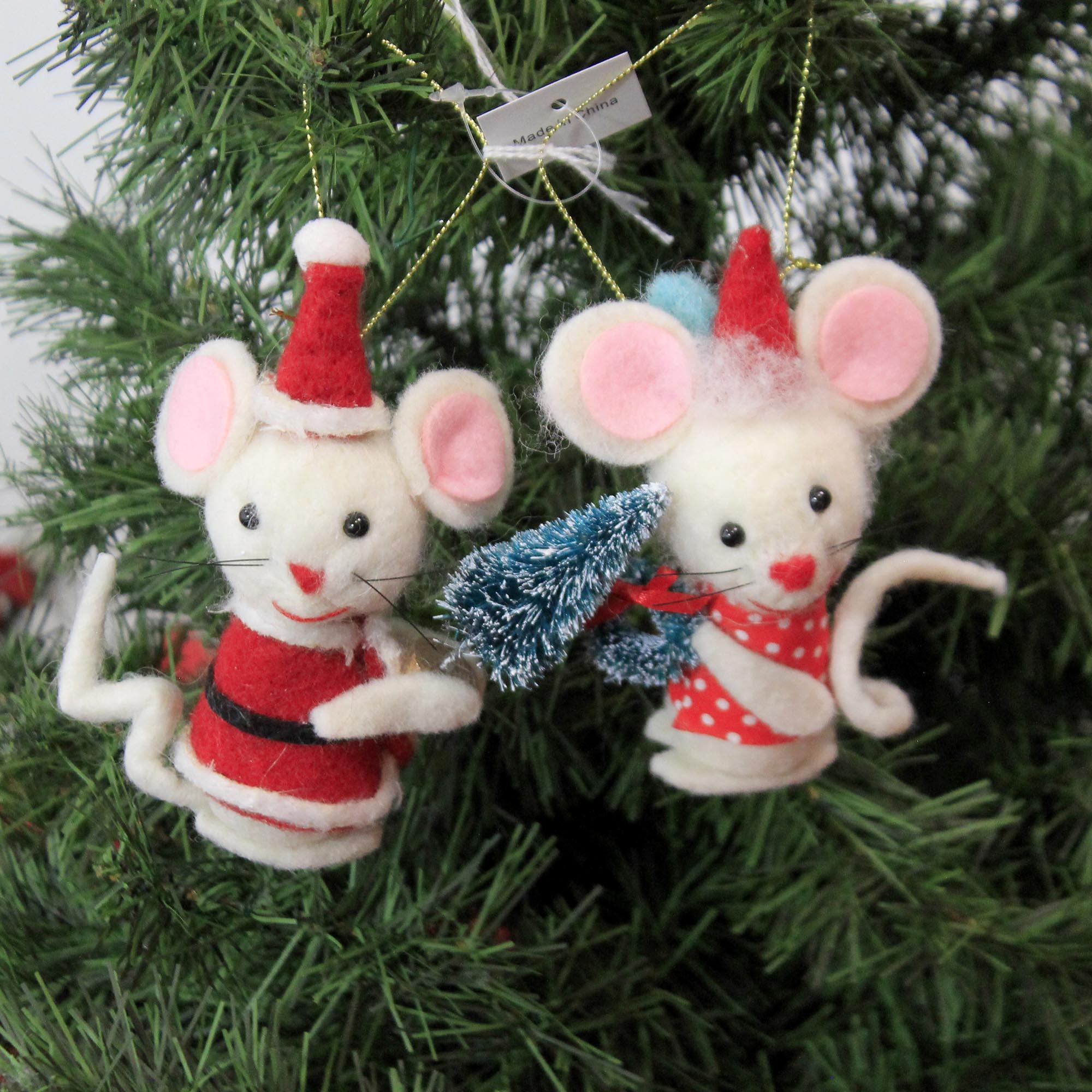 GALLERIE II Felt Mice Snowball Mouse Christmas Xmas Ornament A/2 Multi
