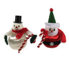 (48086) Holiday Ornament Retro Santa & Snowman Set / 2, 4.00 Inch, Vintage Chenille Spun Silk-Like Go2757*2758