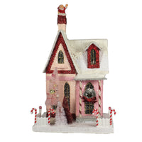 (48120) Christmas Candy Cane Cottage, 14.00 Inch, Village Light Up Putz Retro Hou301