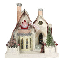 (48122) Cody Foster Santas House, 8.00 Inch, Village Putz Light Up Retro Hou305