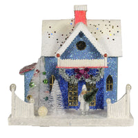 (48125) Christmas Confetti Cottage, 9.75 Inch, Hillage House Putz Light Up Hou300