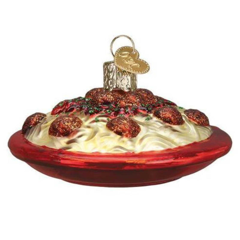 Old World Christmas Spaghetti And Meatballs - One Ornament 1.5 Inch, Glass - Italian Dinner Dish 32447 (48141)
