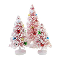 (48166) Christmas Pink Snow Forest Trees, 13.50 Inch, Putz Village Retro Cd1412pm