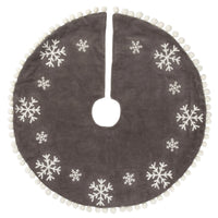 (48250) Christmas Grey Snowflake Tree Skirt, 24.00 Inch, Pom Pom Classic 39648