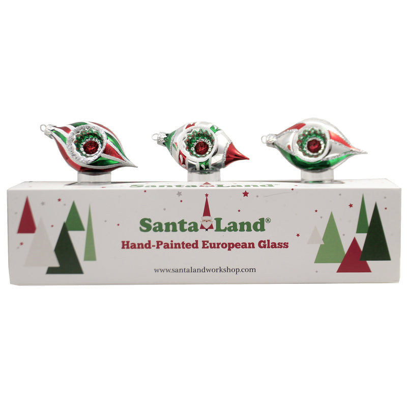 (48343) Santa Land Holiday Mint Petite Relectors, 3.50 Inch, Ornament S/3 Drop Indent 20M1010