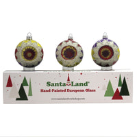 (48347) Santa Land Fire & Ice Reflectors S/3, 4.00 Inch, Ornament Ball Indent Vintage 20M1050