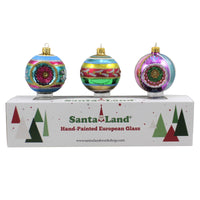 (48351) Santa Land Vintage Ice Brites S/3, 4.00 Inch, Ornament Ball Reflector Vc 20M1090