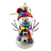 (48392) Holiday Ornament Social Distancing Snowman, 4.25 Inch, Christmas Mask Coronavirus Go8060