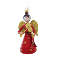 (48419) De Carlini Angel With Gold Violin, 5.00 Inch, Ornament Italian Music Instrument Religious An273v