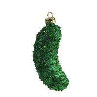 (48430) Holiday Ornament Jeweled Pickle, 3.75 Inch, Glittered Green Cucumber Go3003