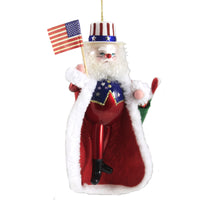 (48485) De Carlini Italian Ornaments Americana Santa, 6.50 Inch, Ornament Italian Patriotic Usa Bn446