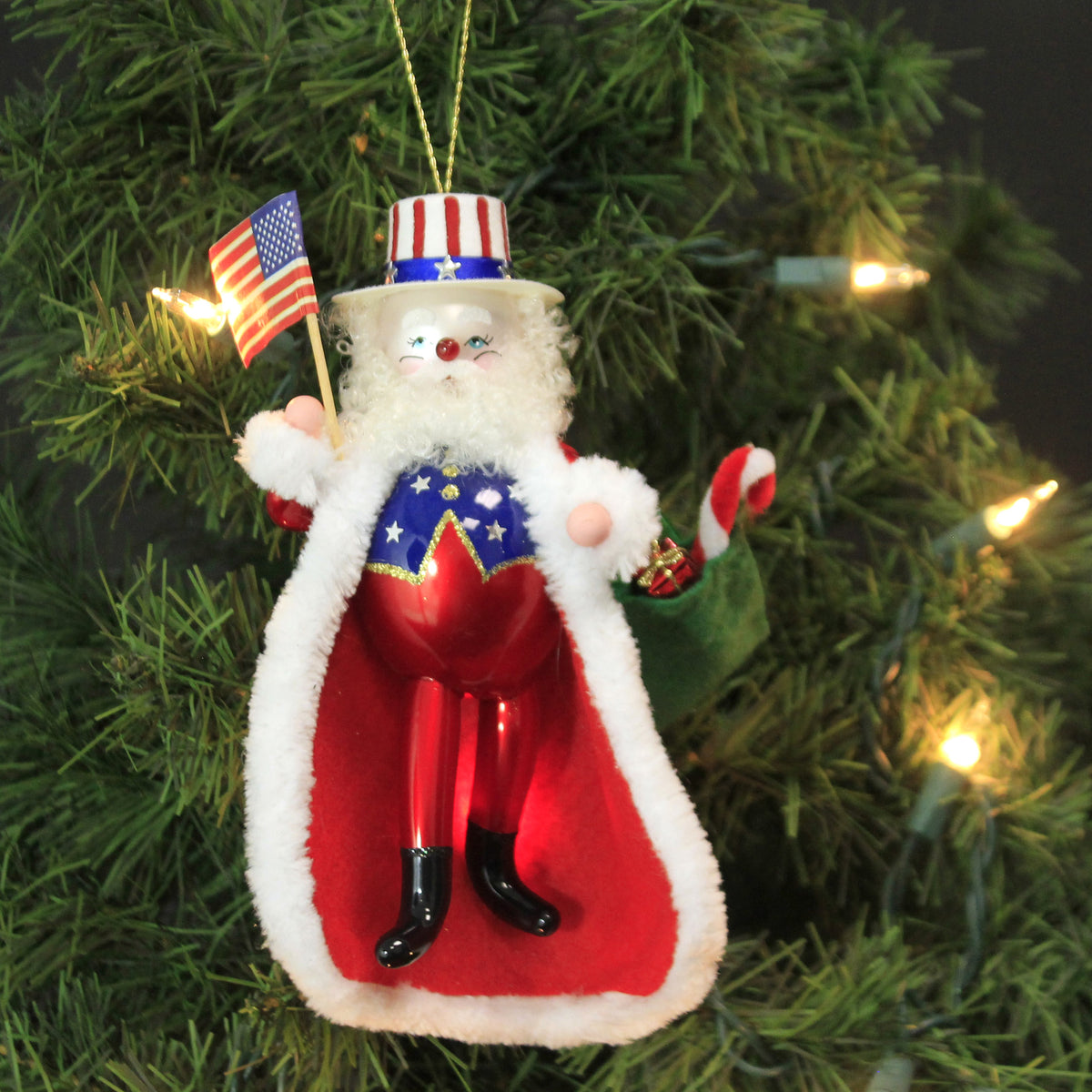 De Carlini Italian Ornaments Americana Santa - - SBKGifts.com