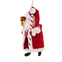 De Carlini Italian Ornaments Santa W/ North Pole Staff - - SBKGifts.com